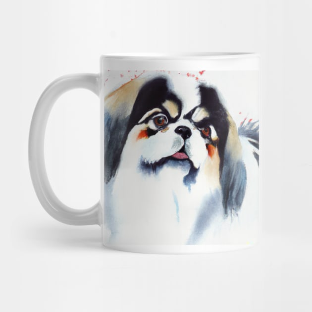 Japanese Chin Watercolor - Dog Lover Gifts by Edd Paint Something